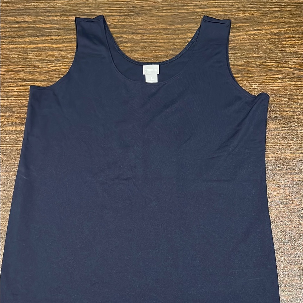 Chico's Blue Tank Top with Rounded Neckline